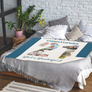 Cobertor Sherpa Colagem de Fotos em Forma Número 21 para aniversár