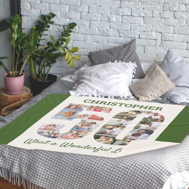 Cobertor Sherpa Colagem de Fotos em Forma Número 50 para 50º Anive (Criador carregado)