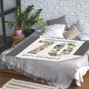 Cobertor Sherpa Colagem de Fotos em Forma Número 70 para Anivers