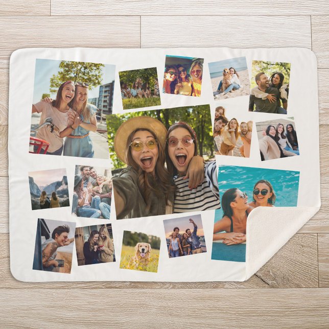 Cobertor Sherpa Colagem de Fotos Moderna 15 (Criador carregado)