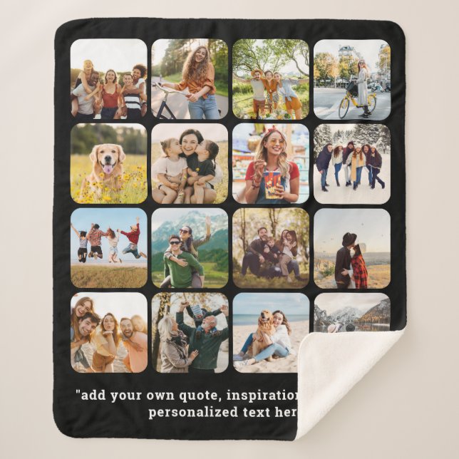 Cobertor Sherpa Colagem de Fotos Moderna 16 Com Cotação (Frente)