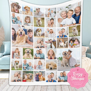 Cobertor Sherpa Colagem de Fotos Moderna 33 Família Animais de Est