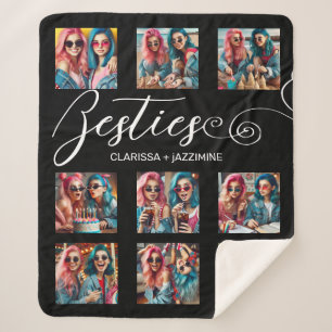 Cobertor Sherpa /Colagem de Fotos Moderna Black White Bestie 9
