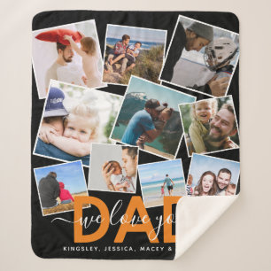 Cobertor Sherpa Colagem de Fotos Moderna "Nós Te Amamos" Papai She