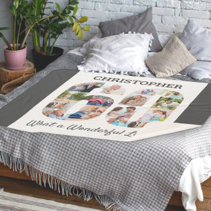 Cobertor Sherpa Colagem de Fotos na Forma Número 60 para o 60º A