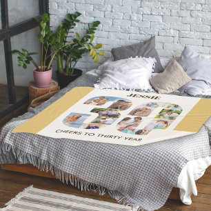 Cobertor Sherpa Colagem de Fotos no Número 30 aniversário de 30 