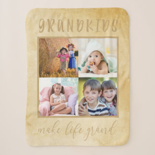Cobertor Sherpa Colagem de Fotos para Avós Rustic Cream
