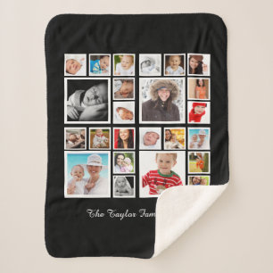 Cobertor Sherpa Colagem de Fotos Personalizada