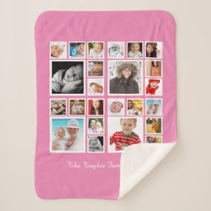 Cobertor Sherpa Colagem de Fotos Personalizada