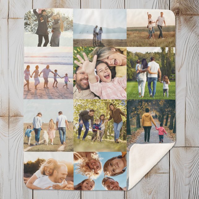 Cobertor Sherpa Colagem de Fotos Personalizada 12 (Criador carregado)