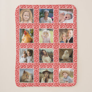 Cobertor Sherpa Colagem de Fotos Personalizada 12 Família Paisley