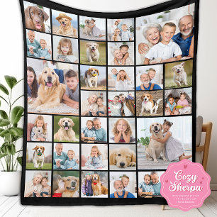 Cobertor Sherpa Colagem de Fotos Personalizada 33 Família Amigos L