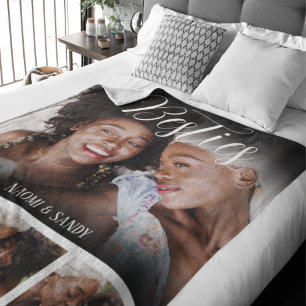 Cobertor Sherpa Colagem de Fotos Personalizada Besties