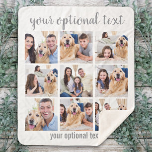 Cobertor Sherpa Colagem de Fotos Personalizada Moderna 9