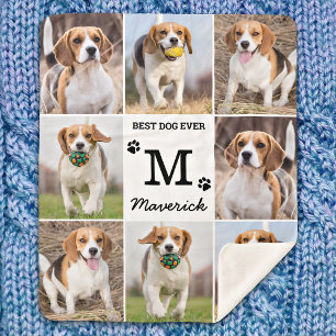 Cobertor Sherpa Colagem de Fotos Personalizada Moderna Pet Dog Lov