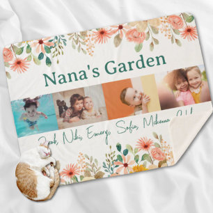 Cobertor Sherpa Colagem de Fotos Personalizada Nana Grandma's Gard