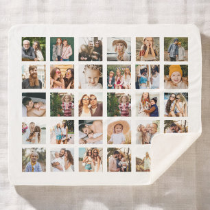 Cobertor Sherpa Colagem de Fotos Preta Simples 30 Imagem Personali