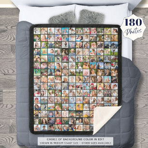 Cobertor Sherpa Colagem de Fotos Simples 180 Quadrados Personaliza