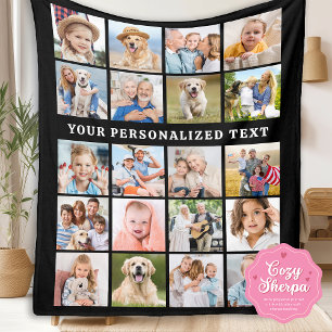 Cobertor Sherpa Colagem de Fotos Simples Personalizada Fofa 20 Ima