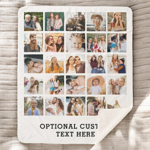 Cobertor Sherpa Colagem de Fotos Simples Preta 25 Imagem Personali