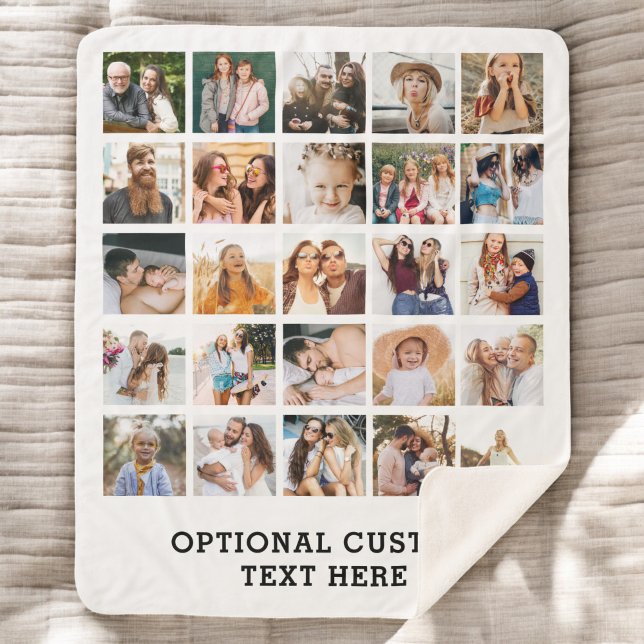 Cobertor Sherpa Colagem de Fotos Simples Preta 25 Imagem Personali (Criador carregado)