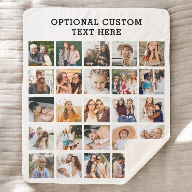 Cobertor Sherpa Colagem de Fotos Simples Preta 25 Imagem Personali (Criador carregado)