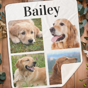 Cobertor Sherpa Colagem de Imagem Moderna Pet 4 Personalize o Cach
