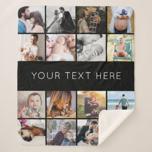 Cobertor Sherpa Colagem de Texto Personalizado Moderno Simples de