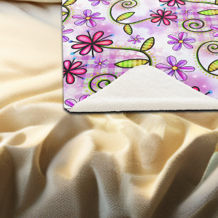 Cobertor Sherpa Colagem Floral do Arco-Íris Holográfico