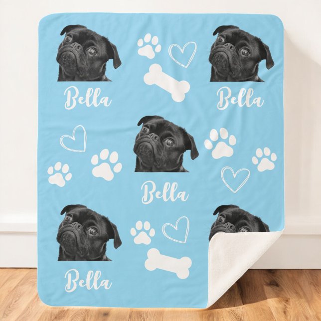 Cobertor Sherpa Colagem Fotográfica Pet 5 Personalizada do Cão (Criador carregado)