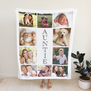 Cobertor Sherpa Colagem multifoto personalizada do Auntie
