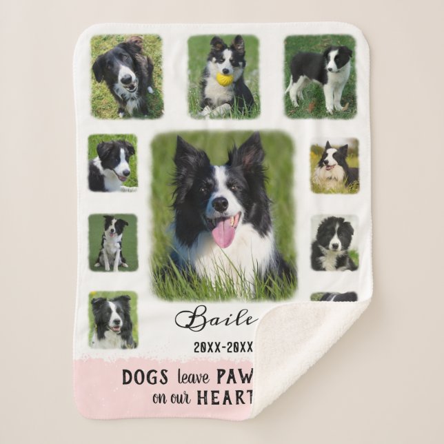 Cobertor Sherpa Colagem Personalizada de Fotos Cão Bordas Desbotad (Frente)