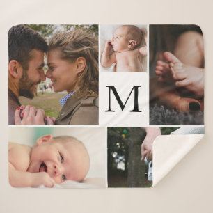 Cobertor Sherpa Colagem personalizável de 5 fotos Sherpa Blanket