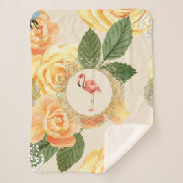 Cobertor Sherpa Colagem Vintage Retro com rendas e flores