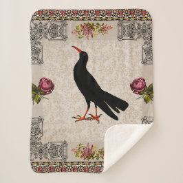 Cobertor Sherpa Colagem Vintage Retro com rendas e flores