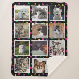 Cobertor Sherpa Colar de Fotos Personalizado com Pegadas Coloridas