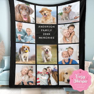 Cobertor Sherpa Colcha Personalizada Modern Family 11 Fotos Preto 