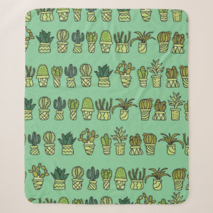 Cobertor Sherpa Coleção à mão com rabiscos de cacto. Plantas