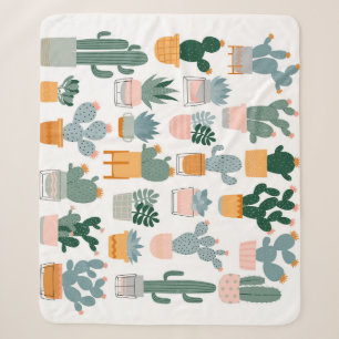 Cobertor Sherpa Coleção de Cactus em Design de Pote