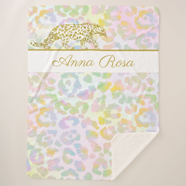 Cobertor Sherpa *~* Colheita Dourada Coluna Leopardo  (Frente)