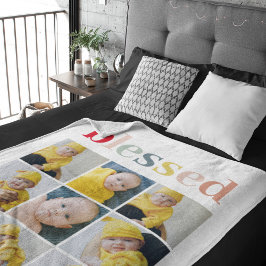 Cobertor Sherpa Collage Photo | Presente de Natal Abençoado e Colo