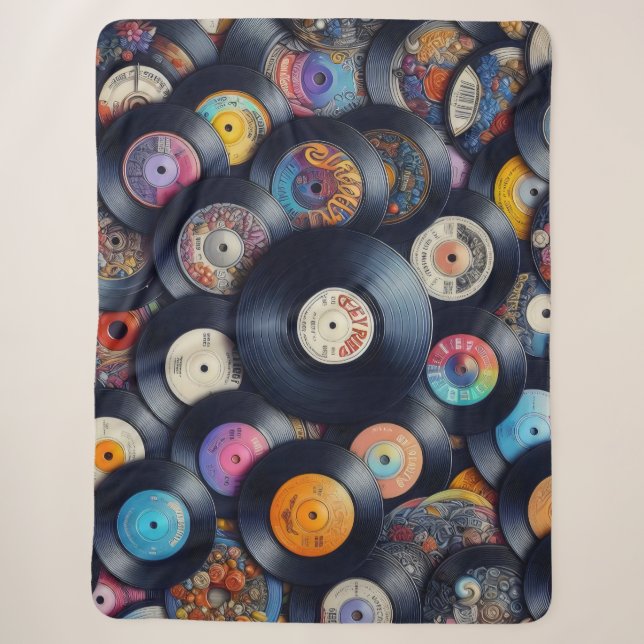 Cobertor Sherpa Collection Vinyl Record Pattern 80s Retro Spectrum (Frente)