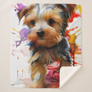 Cobertor Sherpa Coloração Splash Yorkie Puppy - Papo de Envolvimen