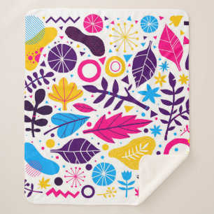 Cobertor Sherpa Colorful background with hand drawn floral element