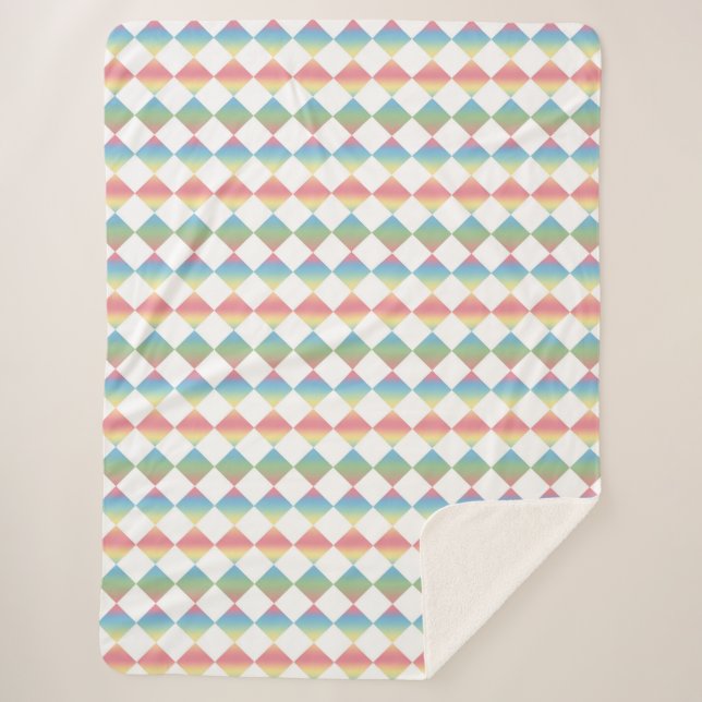 Cobertor Sherpa Colorful Checker Diamond Pattern (Frente)