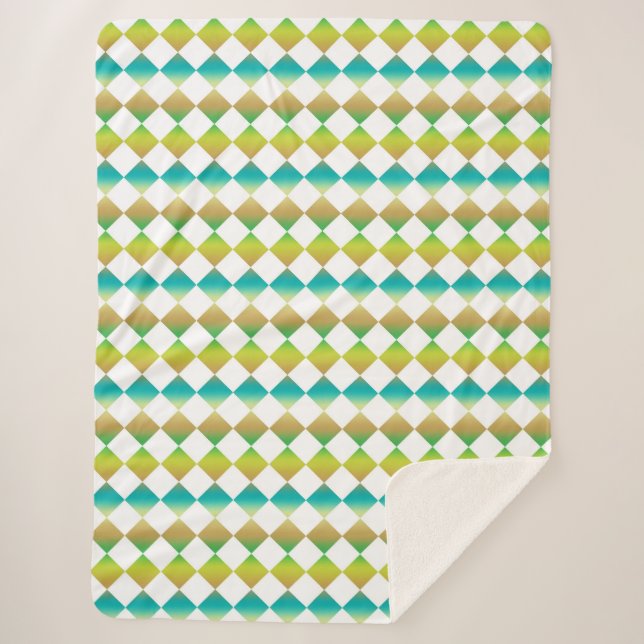 Cobertor Sherpa Colorful Checker Diamond Pattern (Frente)