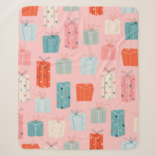 Cobertor Sherpa Colorful Christmas gifts on a pink background. Sea