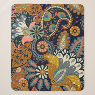 Cobertor Sherpa Colorful Paisley: Papel de parede indiano floral.