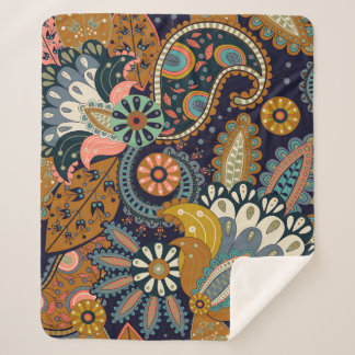 Cobertor Sherpa Colorful Paisley: Papel de parede indiano floral.