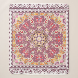 Cobertor Sherpa Colorida Doodle Ornamental: Padrão Simétrico de Lo